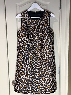J.Crew Leopard Print A-Line Shift Dress with Modern Front Seam and Darts Size 6